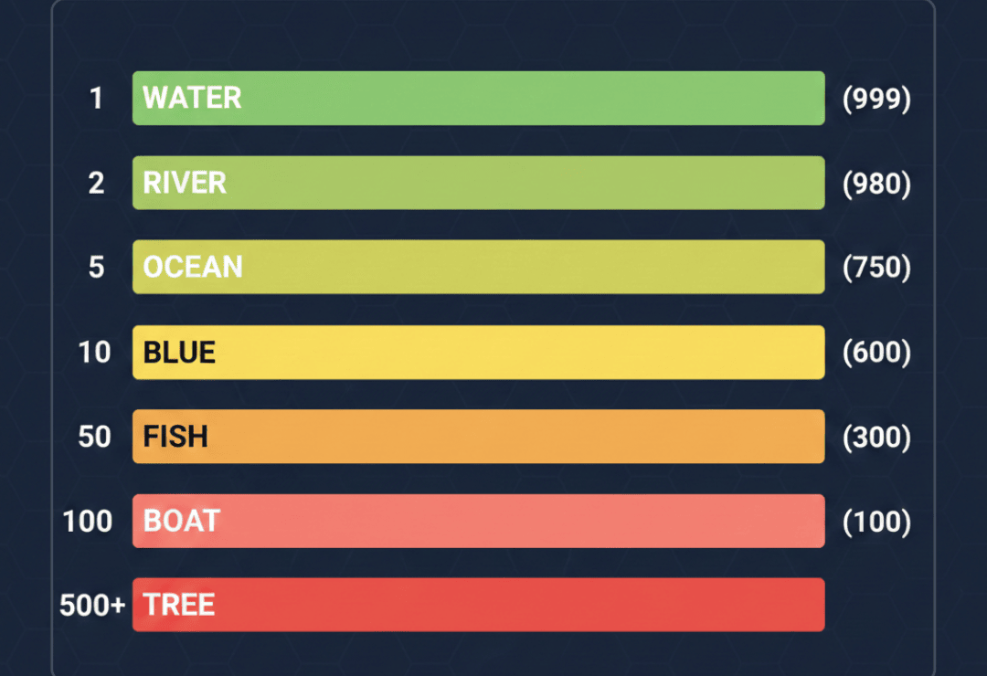 Contexto game showing guess rankings and color indicators