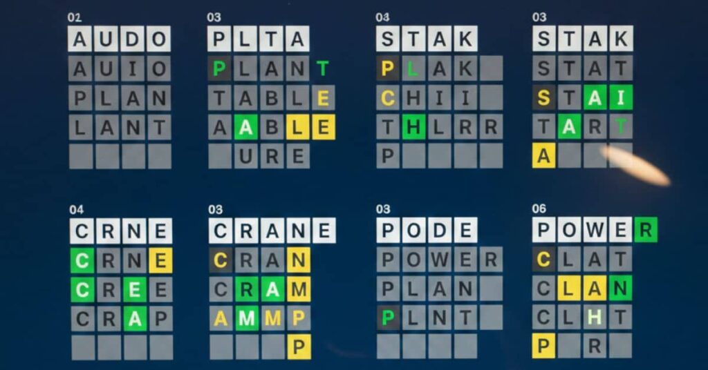 Octordle Gameplay Screenshot with Color Feedback