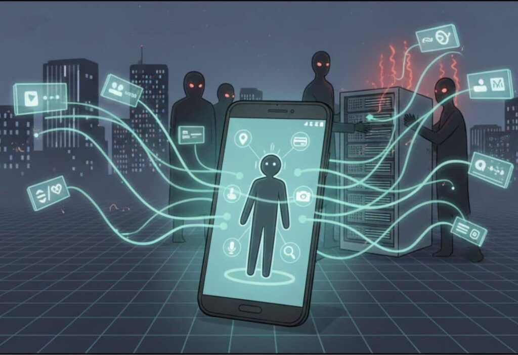 Data Tracking Illustration on Mobile