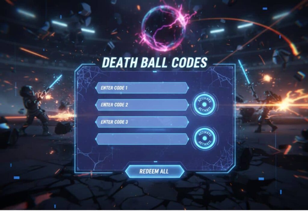 Death Ball Codes Menu Screen
