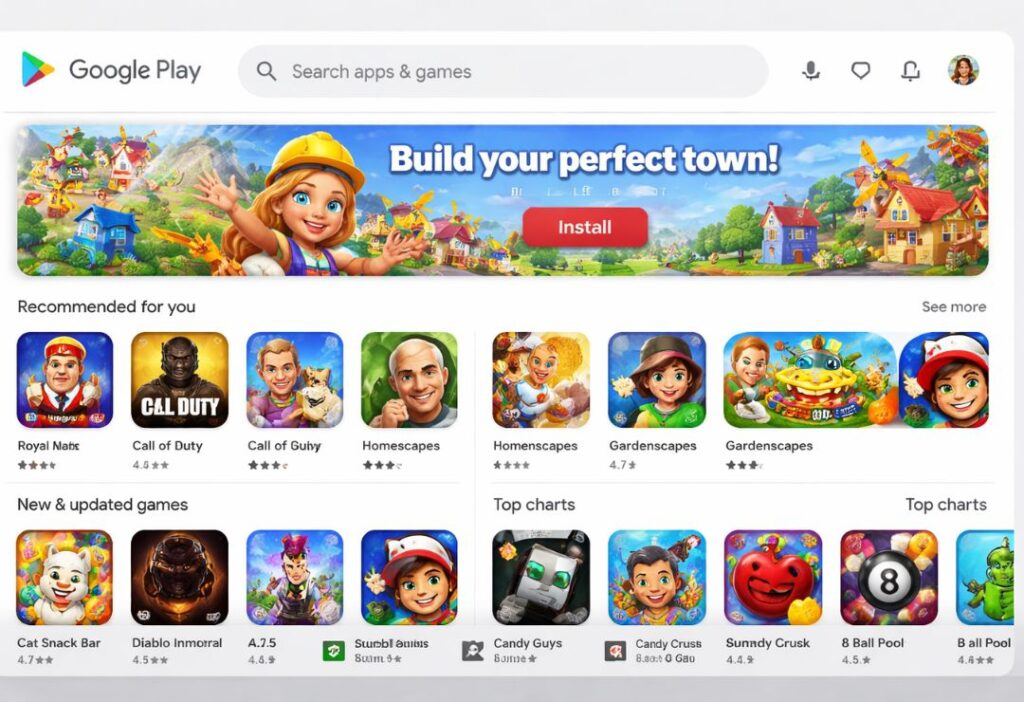 Google Play Store Home Screen