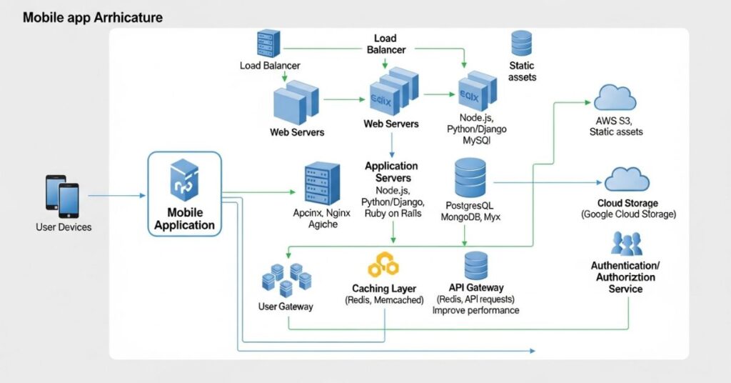 Mobile app hosting architecture diagram