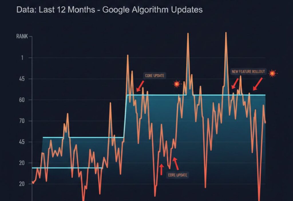 SERP Ranking Fluctuations Graph