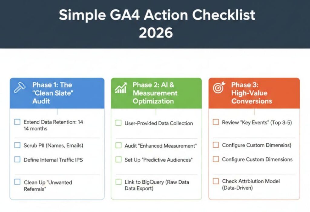Simple GA4 Action Checklist 2026